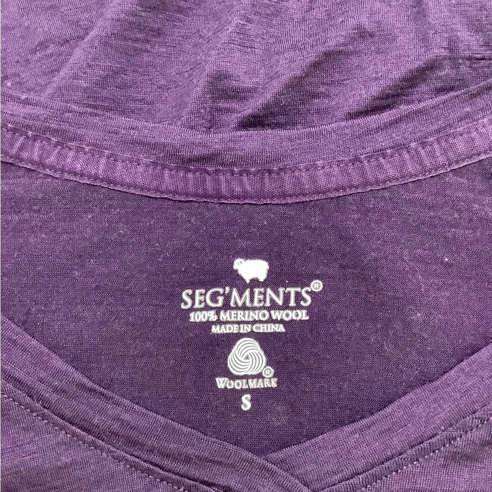 Seg’ments Women’s Merino Wool V-Neck Long Sleeve Top - Purple Baselayer - Picture 5 of 7
